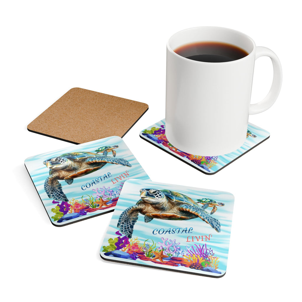 Sea Turtle Cork Coaster Set