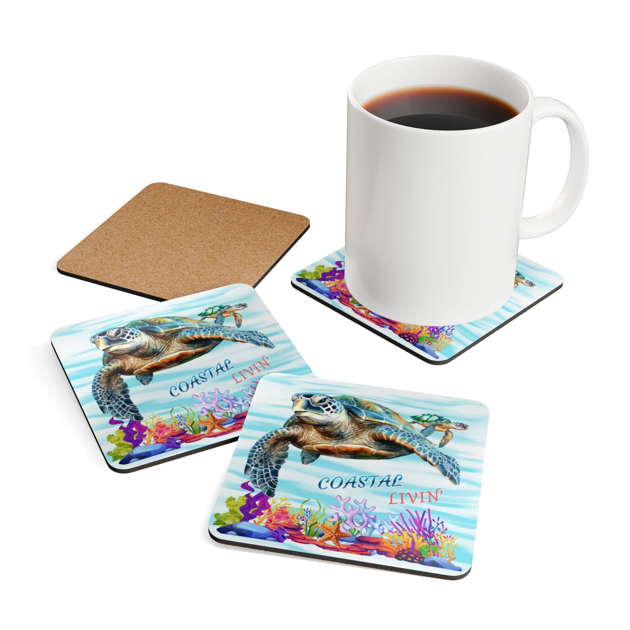 Sea Turtle Cork Coaster Set