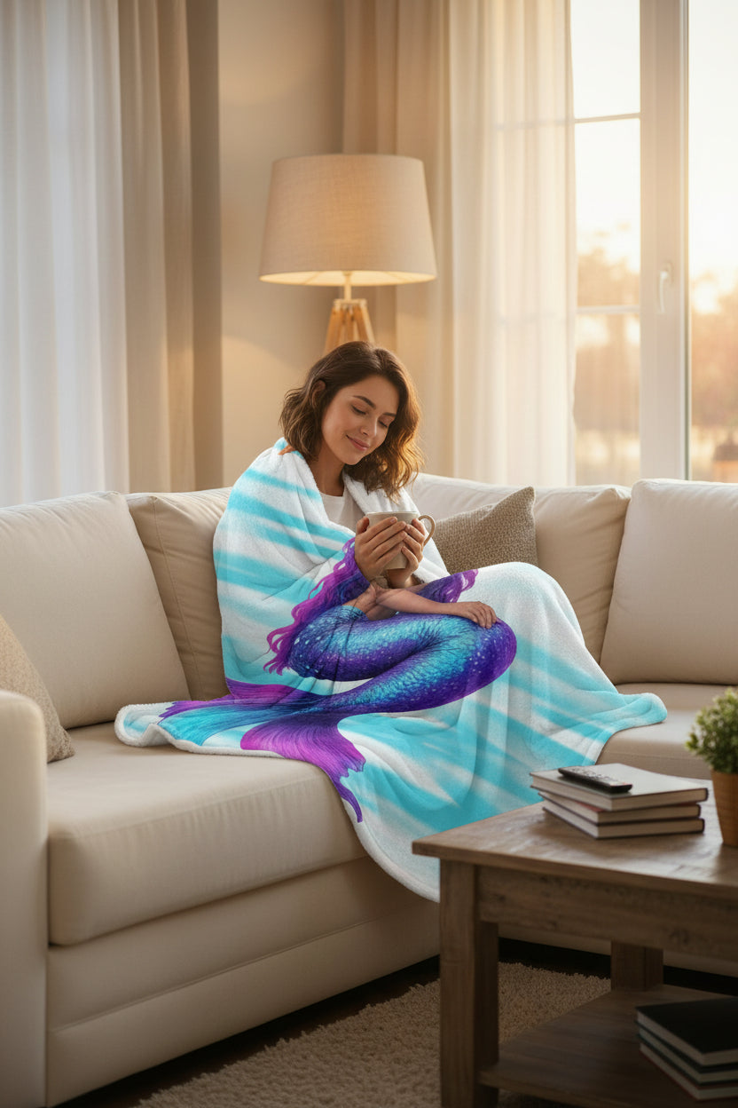 Coastal Mermaid Velveteen Microfiber Blanket