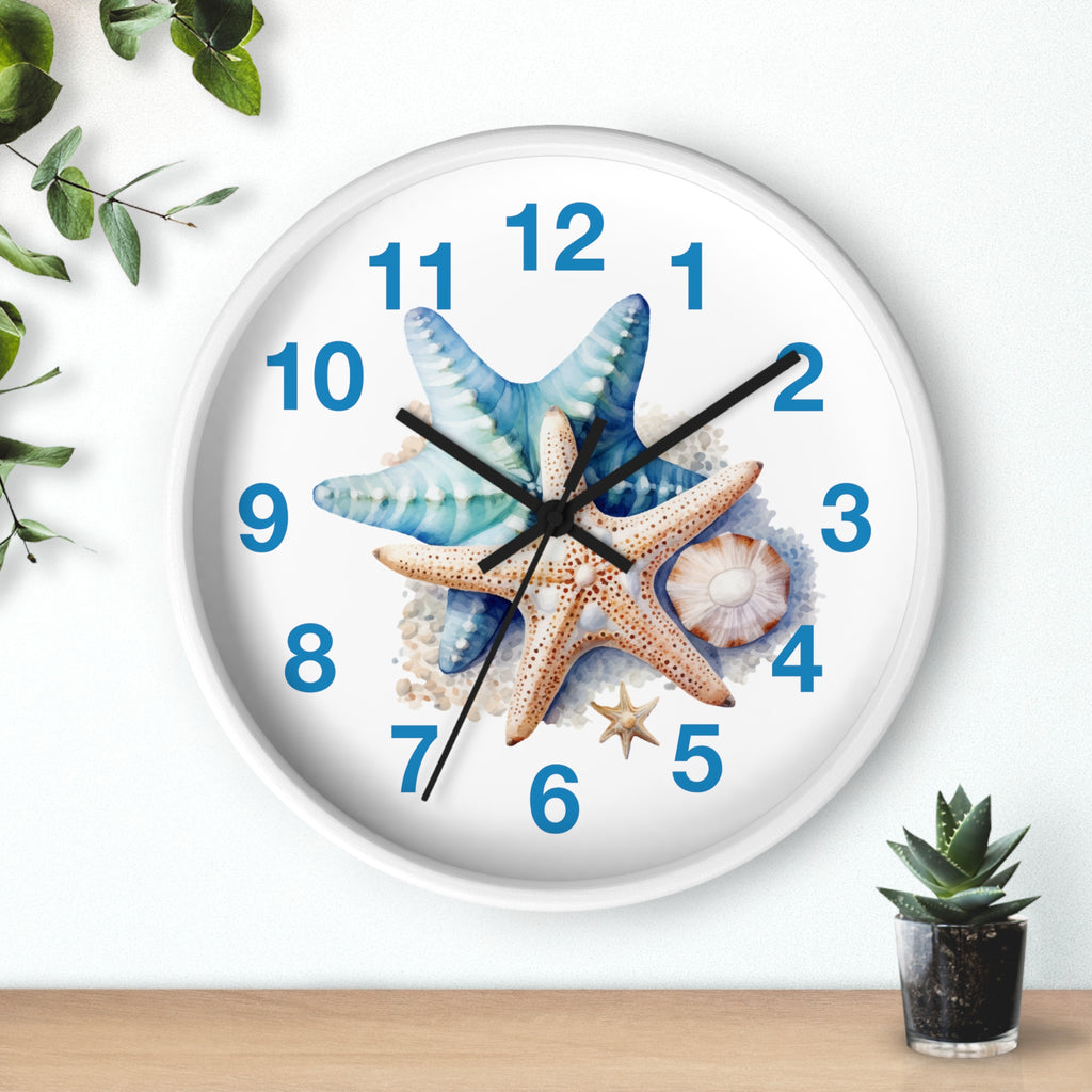 Starfish Wall Clock — Coastal Beach Decor Timepiece