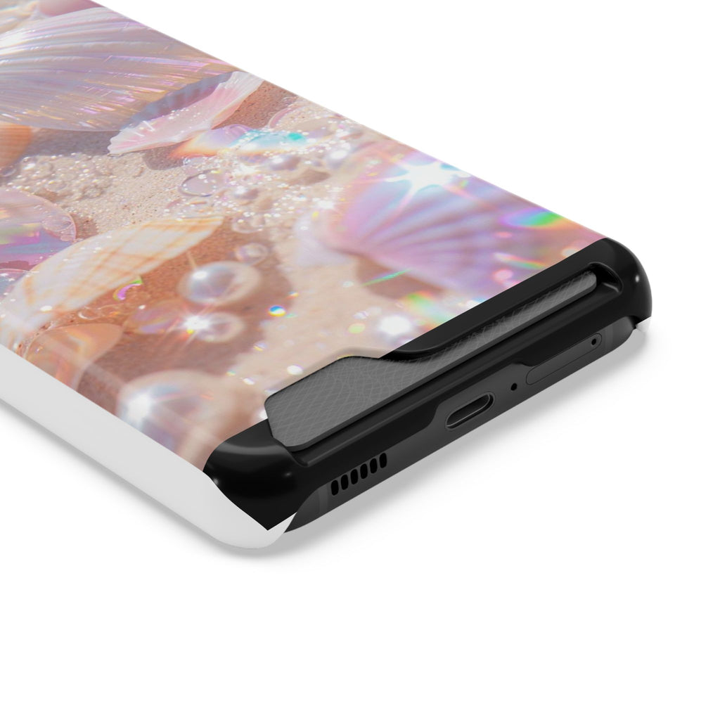 Iridescent Seashell Phone Case with Card Holder — Pearl Beach Aesthetic