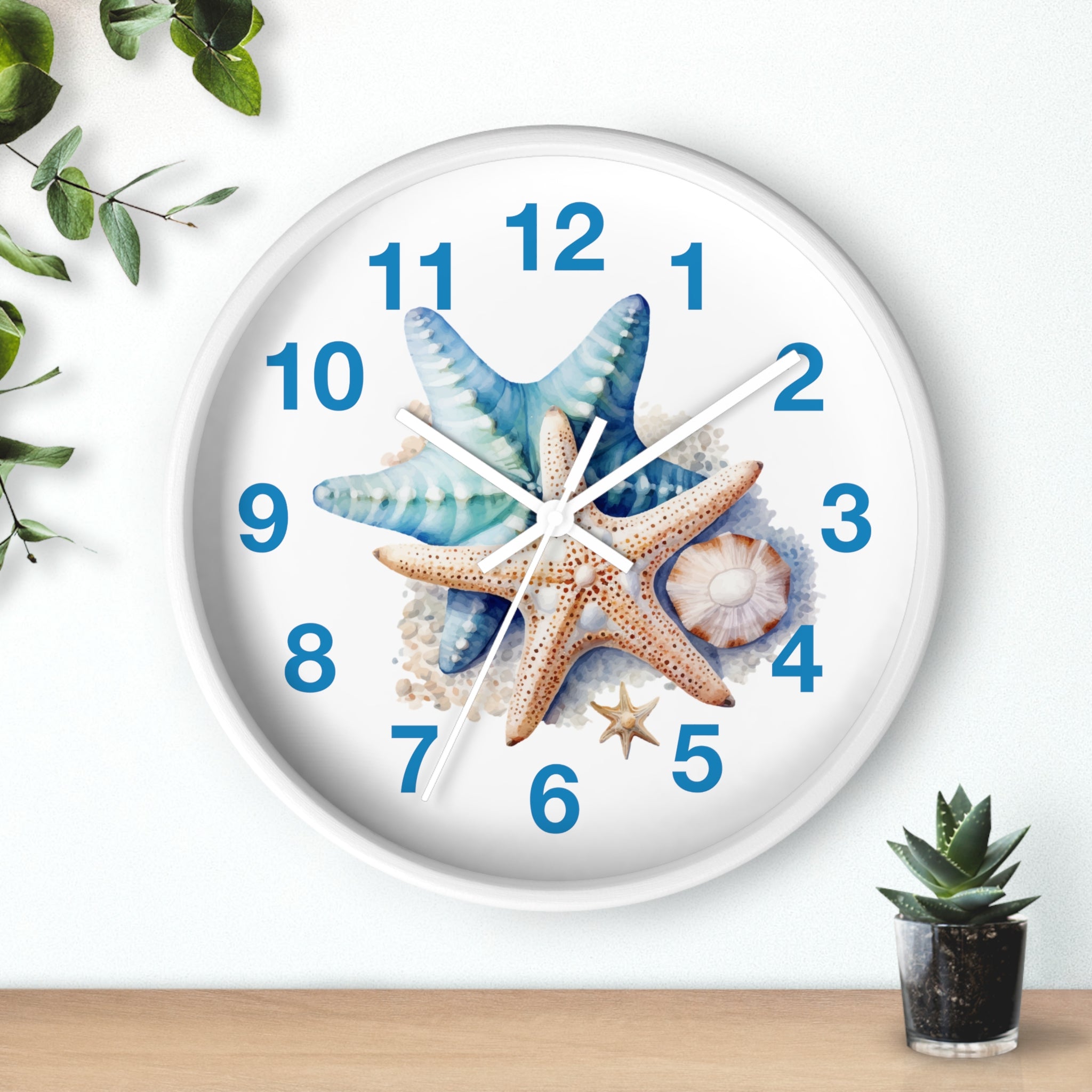 Starfish Wall Clock — Coastal Beach Decor Timepiece
