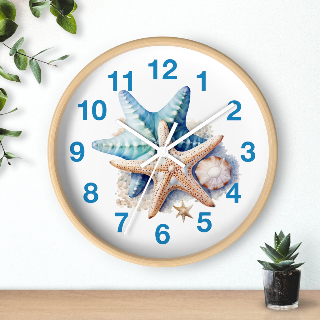 Starfish Wall Clock — Coastal Beach Decor Timepiece