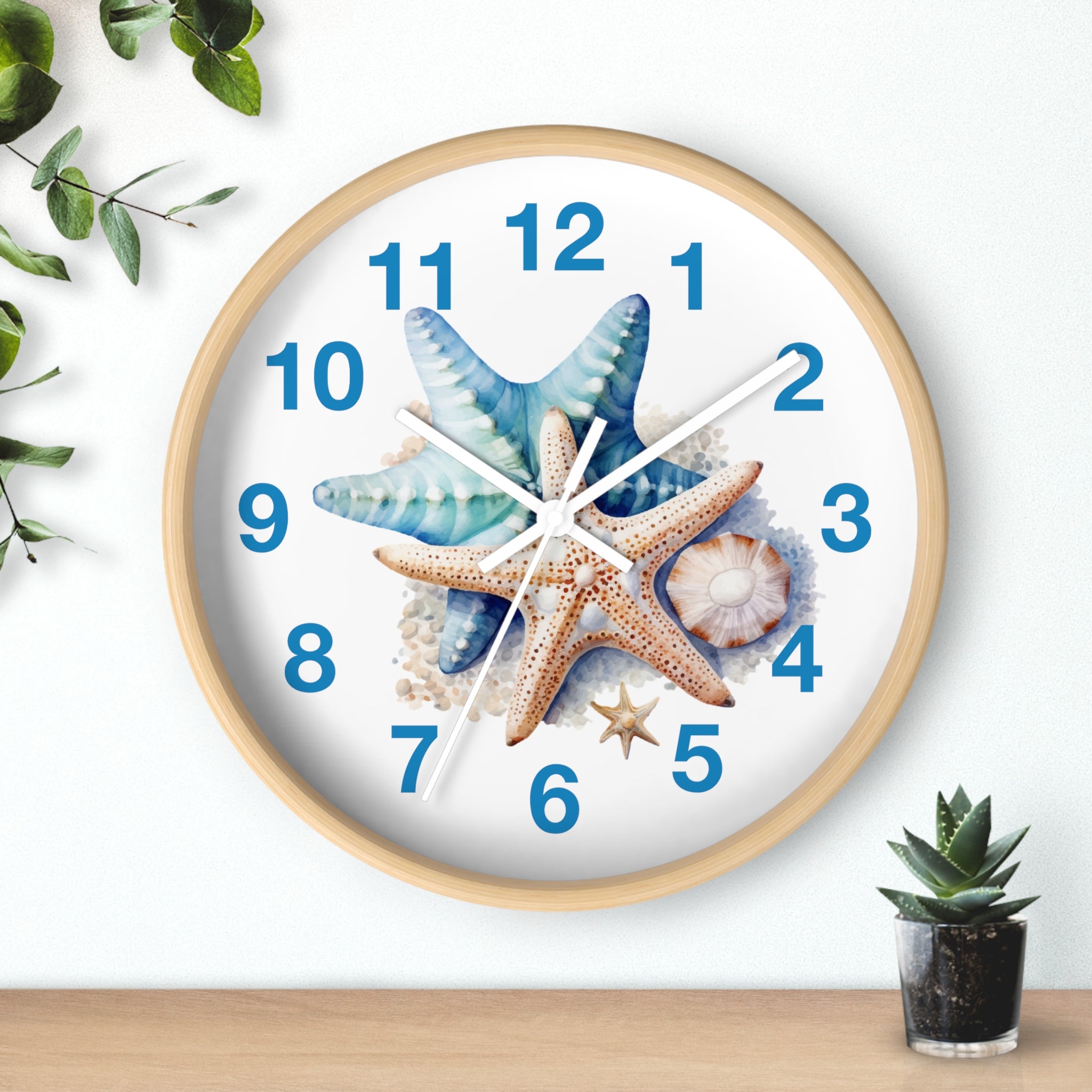 Starfish Wall Clock — Coastal Beach Decor Timepiece