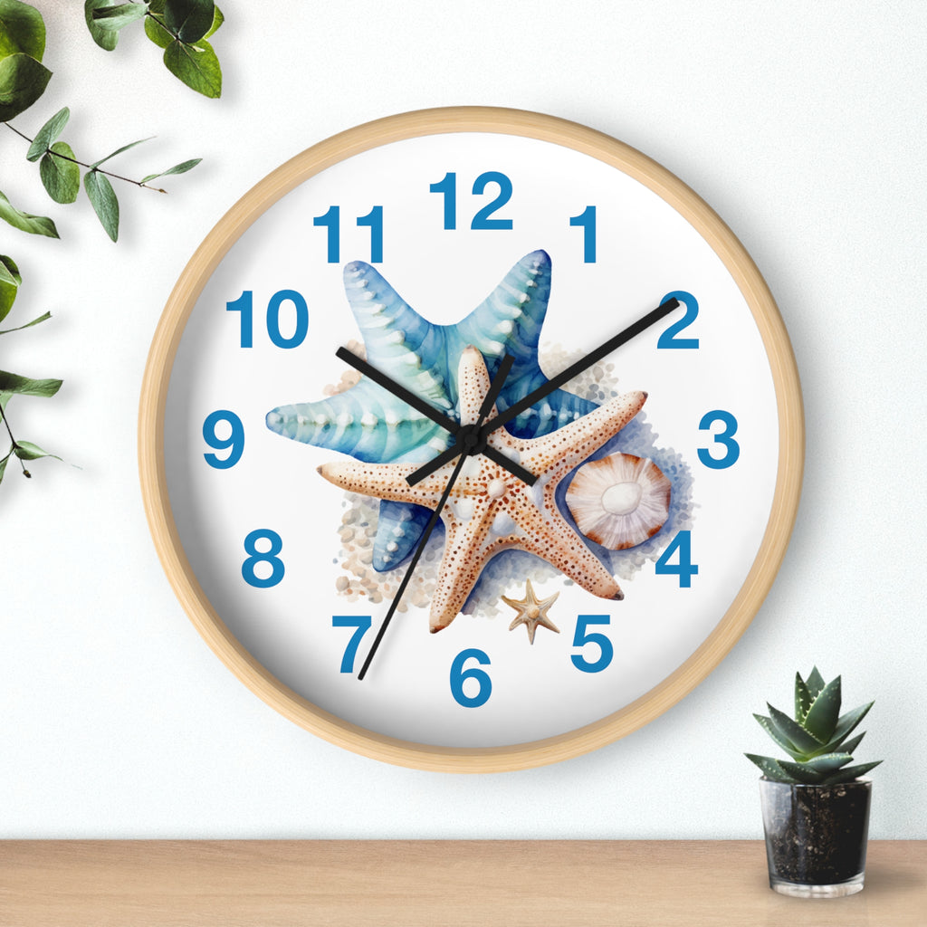 Starfish Wall Clock — Coastal Beach Decor Timepiece