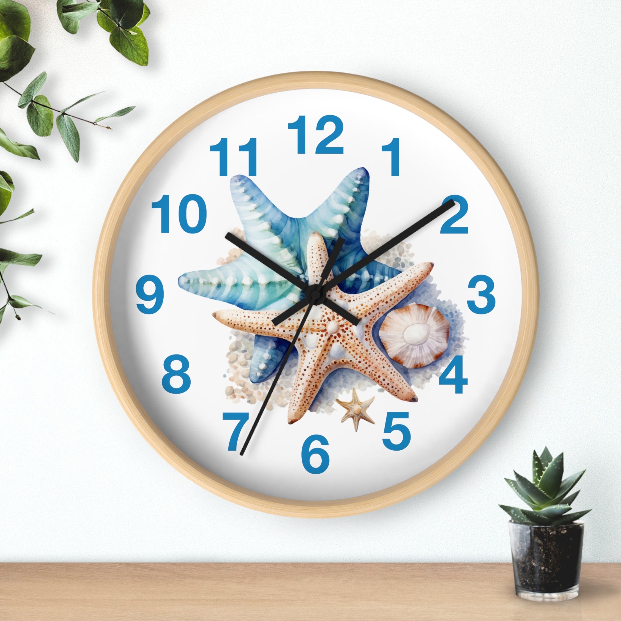 Starfish Wall Clock — Coastal Beach Decor Timepiece