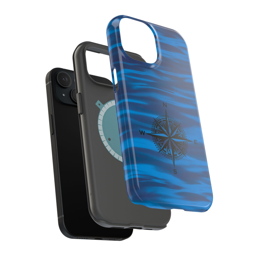 Navy Wave Compass Magnetic Impact-Resistant Phone Case