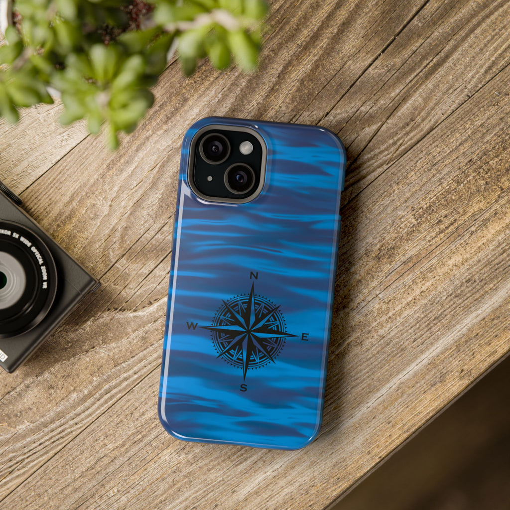 Navy Wave Compass Magnetic Impact-Resistant Phone Case