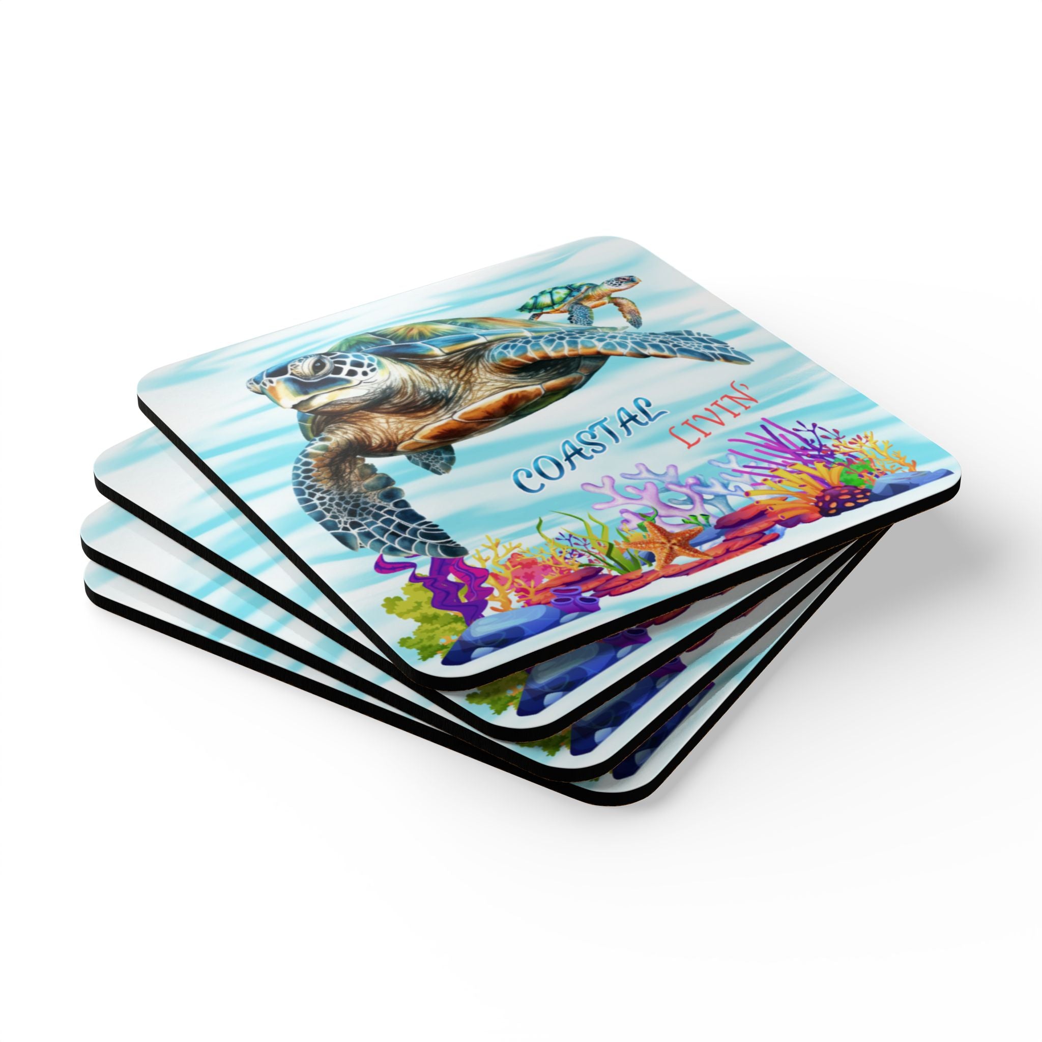 Sea Turtle Cork Coaster Set