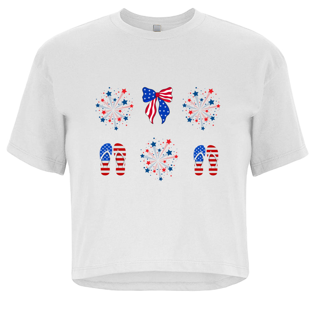 Women's Stars and Flipflops Crop Tee